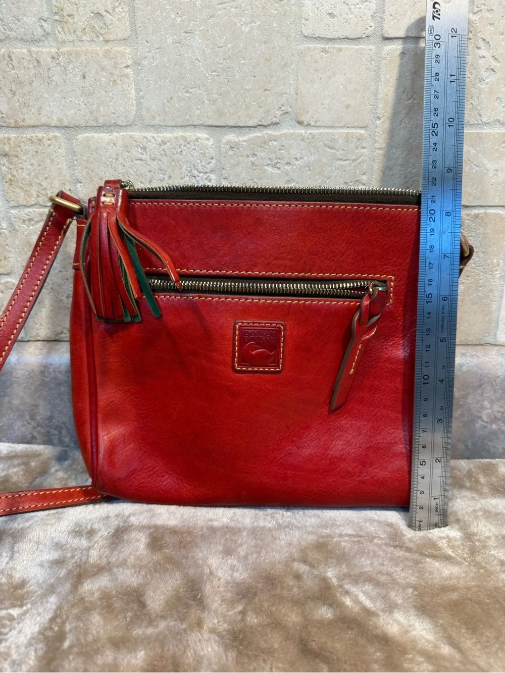 Dooney & Bourke Classic Red Leather Crossbody Bag -